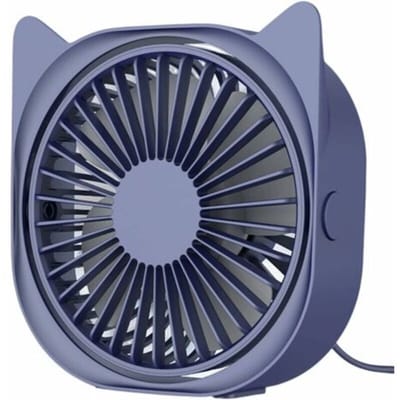 fan-Kleine, stille bureauventilator met 3 snelheidsstanden; kleine draagbare bureauventilator met snelle koeling, geschikt voor kantoren en studentenkamers (blauw).