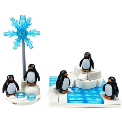 Dly Leuke Pinguïn Bouwstenen Set Arctisch IJs Scène Plaat Figuren Sneeuwvlok Decor Educatief Steen Speelgoed Voor Kind Kerstcadeau gray