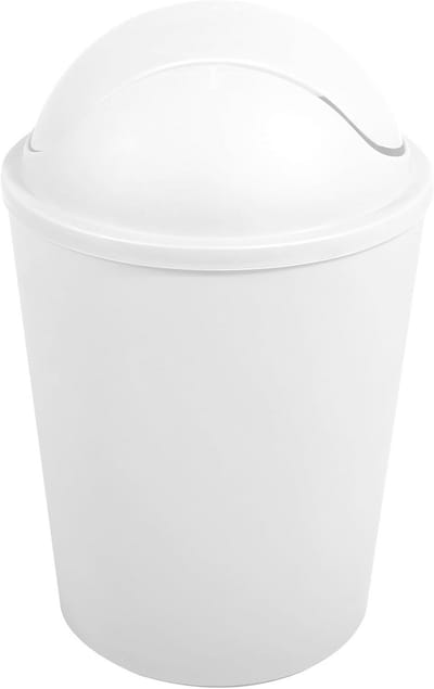 Kleine Witte Afvalemmer 5,5 Liter met Klapdeksel voor Badkamer of Toilet