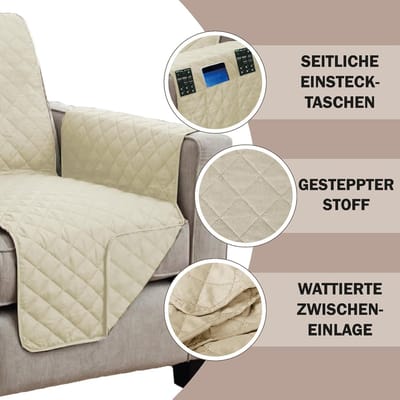 Beschermhoes Fauteuil - Stoelhoes Bank - Meubels Beschermen - Gewatteerd Met Vakken - 190x165 cm - Bruin