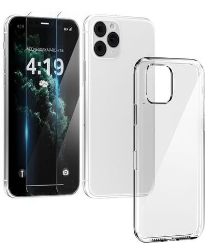 Hoesje geschikt voor iPhone 11 Pro Max Transparant - 2x screenprotector - beschermglas screen protector- Anti Shock hoes case