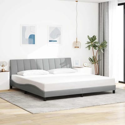 vidaXL - Bedframe - zonder - matras - "Hanko" - stof - lichtgrijs - 200x200 - cm