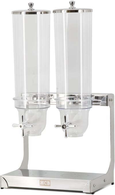 HCB® - Professionele RVS / INOX Granen dispenser - 2 x 3,5 liter - Cornflakes - Ontbijtgranen - graandispenser - cereal opslag - Horeca - 4 kg - 3486