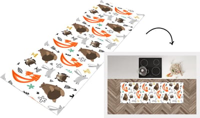 Keukenloper - Loper keuken - Dieren - Bos - Patroon - 150x50 cm - Keukenloper vinyl