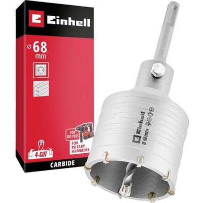 Einhell HM kernboor met SDS-schacht 82 mm (spanenafvoer, centreerboor, M22 schroefdraadaansluiting, hardmetalen tanden, SDS-Plus schacht)