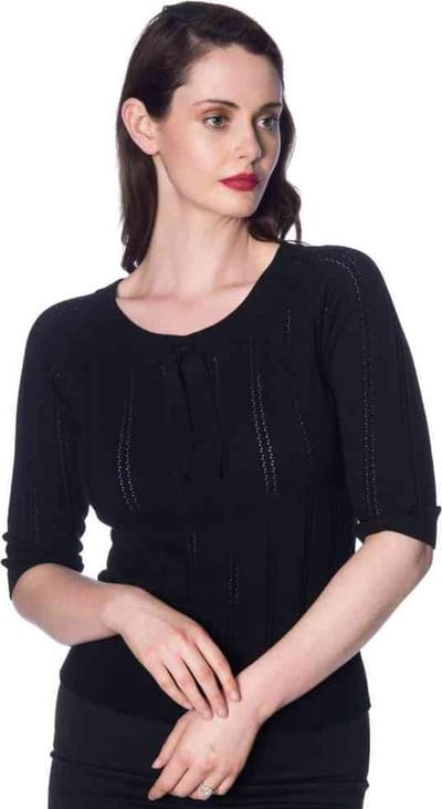 Dancing Days - BELLE BOW PIONTELLE Longsleeve top - S - Zwart