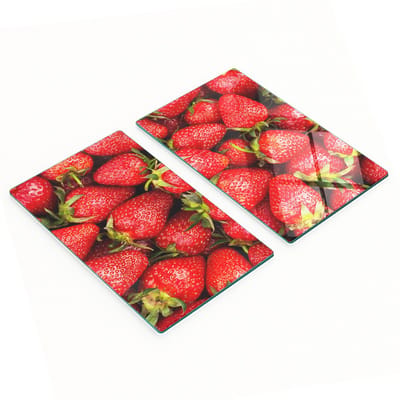 Decoratieve glazen serveerplanken voor snacks met aardbeienmotief, 2x30x52 cm