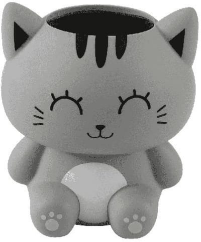 iTotal Home & Gifts 3D Pen Holder Cat Lover GREY CAT Pennenbak 10.0x8.0x11.5cm