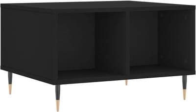 Salontafel - Koffietafel Bijzettafel - Woonkamer Inrichten - Vier Opbergvakken - 60x50x36.5cm - Zwart