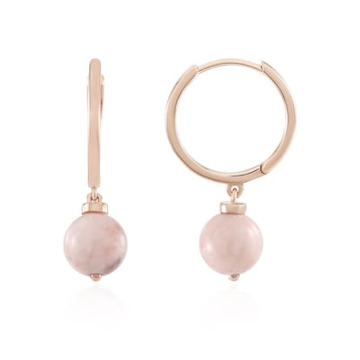 Cavill - Zilveren oorbellen 925 sterling zilver met roségoud plating - Roze zebra jaspis 7,76 ct - 8 mm ronde kralen - Elegante damessieraden