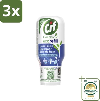 3 x Cif Eco Refill - Power & Shine - Badkamerreiniger - Spray - 70 ml - Grootverpakking - Badkamerreiniger - Ecorefill - Herbruikbare Reiniger - Milieuvriendelijke Reiniger - Krachtige Badkamerreiniger