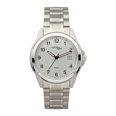 Adora herenhorloge zilverkleurig met saffier glas met datum