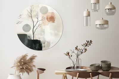 WallCircle - Wandcirkel - Muurcirkel - Wabi sabi - Beige - Plant - Aluminium - Dibond - 140x140 cm - Binnen en Buiten