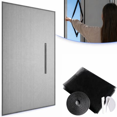 GLODI GOODS® Raamhor en Dakraam Hor met verticale rits – 180 x 150 cm – universeel horrengaas – vliegenraam insectenhor – incl. klittenband en snijmesje