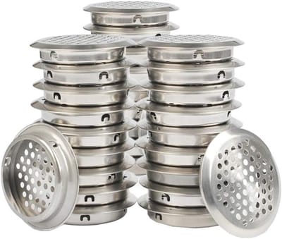 30x Ronde RVS Ventilatieopeningen Ø65mm - Roestvrijstalen Roosters voor Kast en Garderobe