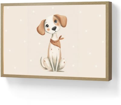 Nachtlampje 60x40 cm - Kinder lamp - Hond - Pup - Beige - Stippen - Tafellamp kinderkamer draadloos - Slaapkamer lampje - Bedlamp kinderen - Kinderlampje - Wandlamp babykamer - Nachtlampjes