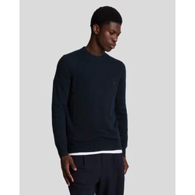 Trui Lyle &amp; Scott KN2124V TONAL LAMBSWOOL CREW-Z271 DARK NAVY