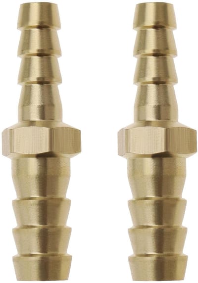 Allecto - Messing Fittingen - Slang Weerhaak Reducer - Goud - Slangtule - Geschikt voor Water Gas Olie Boot en Luchtpijp - 2 stuks
