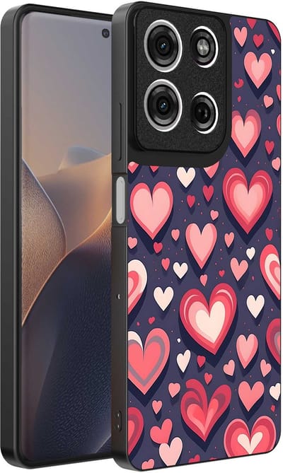 Geschikt voor Motorola Edge 60 Pro Telefoonhoesje met Hartjes Opdruk - TPU Backcover Case With Heart Design - Smartphonica geschikt voor Motorola Edge 60 Pro