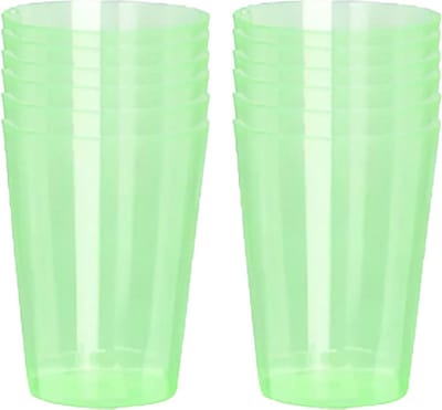 Excellent Houseware Beker - 12x - groen - kunststof - 280ml - herbruikbaar glas