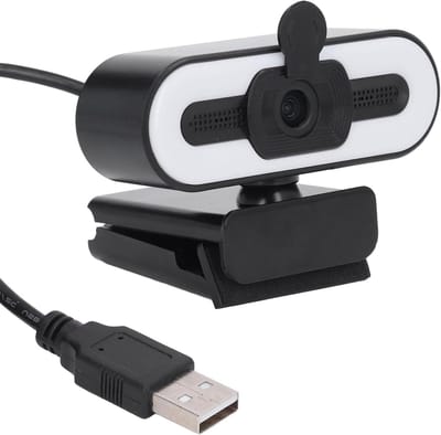 USB Webcam, 1080P HD Computer Camera with 3 Colors Light, Microphone, 120 Degree Wide Angle, Auto Focus, Swivel Center Camera for Laptop or Desktop Home Video Conferencing Gaming