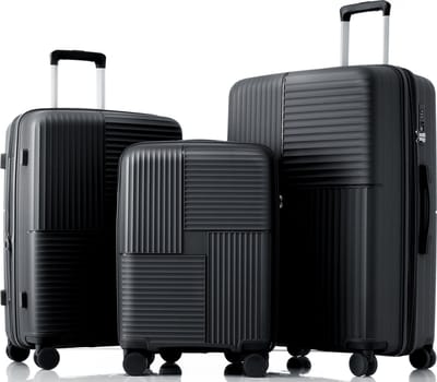 Merax Hardcase Kofferset - Lichtgewicht en Duurzaam - 360° Wielen - TSA Slot - Polypropyleen - 3-delig - Zwart