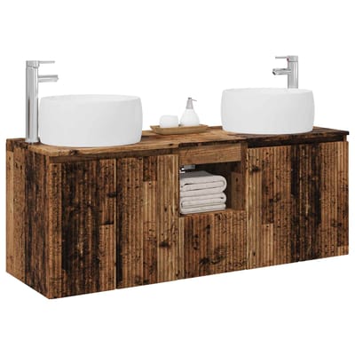 vidaXL - Badkamerkast - set - 3 - st - Oud - hout - 49,5 - x - 44,5 - x - 66 - cm - Bewerkt - hout