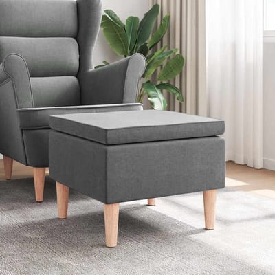vidaXL - Kruk - met - houten - poten - stof - donkergrijs