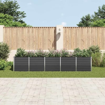 vidaXL - Plantenbak - verhoogd - 400x80x77 - cm - gegalvaniseerd - staal - antraciet