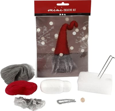 Mini Hobbyset, kerstkabouter met grijze baard, H: 13 cm, 1 doos
