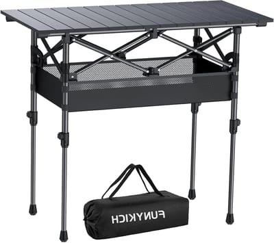Vouwbare Campingtafel van Aluminium 82 x 40 cm met 2 Verstelbare Hoogtes en Draagtas voor Barbecue, Picknick en Strandgebruik