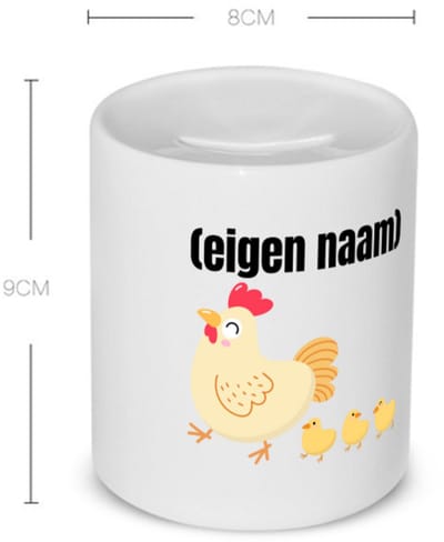 Akyol - kip met kuikens met eigen naam Spaarpot - Kippen - kippen liefhebbers - iemand die houdt van kippen - verjaardag - cadeau - kado - 350 ML inhoud