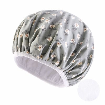 Jumada's - Douchemuts/badmuts - Haarcover - Waterdicht - Bloemetjes/Margrietjes - Groen/blauw