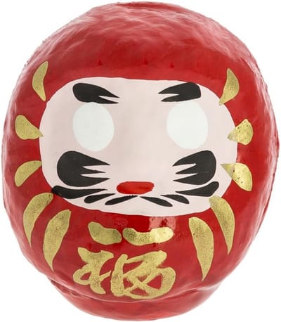 Traditionele Daruma Geluksbrenger - Medium, Rood, 6,5 cm - Papier-maché