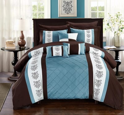 Famanu - Dekbedset met decoratieve kussens, katoenmix – Bruin