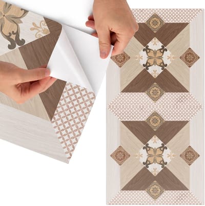 Tulup Meubelfolie - Rustieke elegantie Meubelfolie - 75x150 cm - Bruin Meubelfolie - Meubelfolie Zelfklevend - Rustiek Meubelfolie - Wrapfolie Keuken - Wanddecoratie - Geometrie