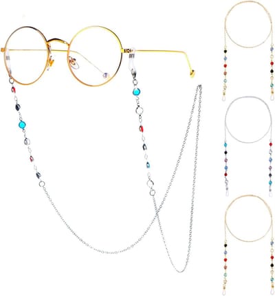 Allecto Plus - Brillenkettingen voor Vrouwen | Elegante Brilhouder met Glazen Kralen | Zonnebril Lanyard | 4 Stuks | Goud en Zilver