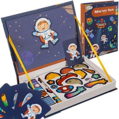 Bobbel Home – Magnetische Puzzelboek - Astronaut en ruimte editie – Kinderboek - Kinderpuzzel - Puzzelboekje