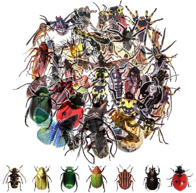 50 Stuks Realistische Insect Stickers Set, Waterdichte Transparante Dierlijke Stickers voor Flessen, Decoratie en Creatieve Projecten