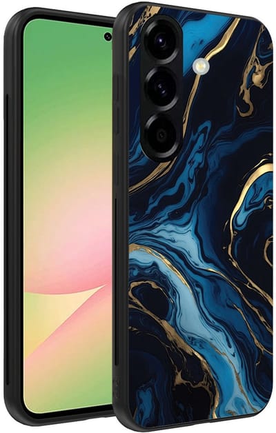 Smartphonica Telefoonhoesje Geschikt voor Samsung Galaxy A56 met marmer opdruk - TPU backcover case gold blue marble design - Goud Blauw geschikt voor Samsung Galaxy A56