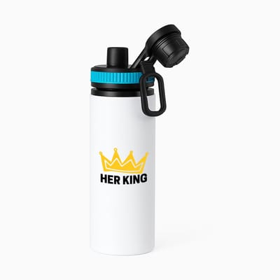 Hacebo® - Her King waterfles met draaidop blauw - Verjaardag - Haar - Hem - Grappige tekst - water fles - 850ML