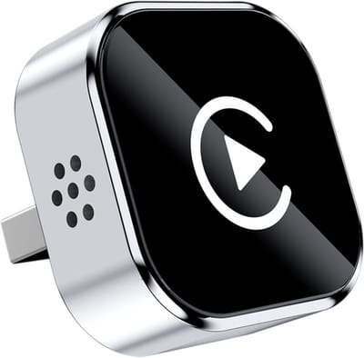 QTTVBTNA - 2-in-1 Draadloze CarPlay & Android Auto Adapter - USB/Type-C - Plug & Play - Bedraad Naar Draadloos - Snelle Verbinding - Geen Vertraging - Compact - iOS & Android - Zilver - 1 Stuk