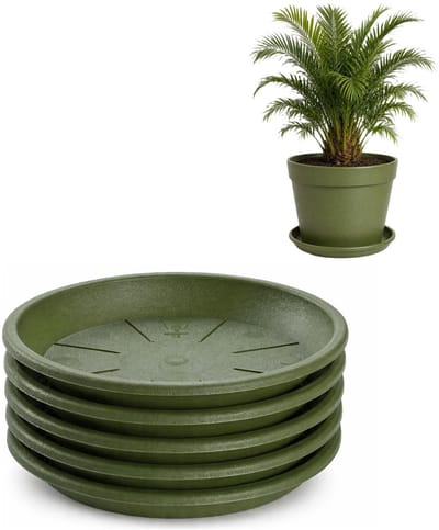Plasticforte plantenpot onder schotel / water opvang schaal - 5x - groen - Dia 36 cm - Kunststof - voor pot met Dia 45/50 cm