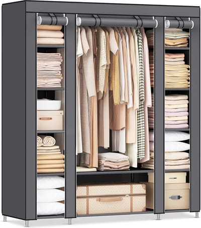 Clord Storage Series - Vouwkast van Stof - Extra Groot - Met Kledingstang - 175x150x45 cm - Grijs