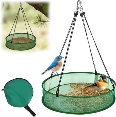 Vogelvoederhuis om op te hangen, weerbestendige vogelvoederdispenser van glasvezelnet, groot voederhuis voor vogels, 50,8 cm, stabiele voederdispenser, vogels voor tuin, balkon, wilde vogels