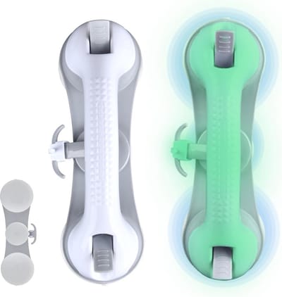 Handgreep zonder boren 29 cm – 110 kg draagvermogen – 3 zuignappen – Nachtverlichting – Antislip – Voor badkamer en toilet