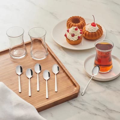 Karaca Boreas - Theelepel met Opbergdoos – 6 Delig – RVS – Zilver – Luxe Theelepels – Vaatwasserbestendig