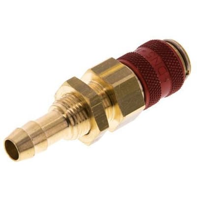 Messing DN 5 Rood Luchtkoppeling Snelkoppeling 8 mm Slangpilaar Schotkoppeling