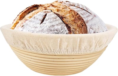 Brood Bakmand - Rijsmand Deeg - Brood Bakken - Handgevlochten Rotan - 23 cm - Houtkleur