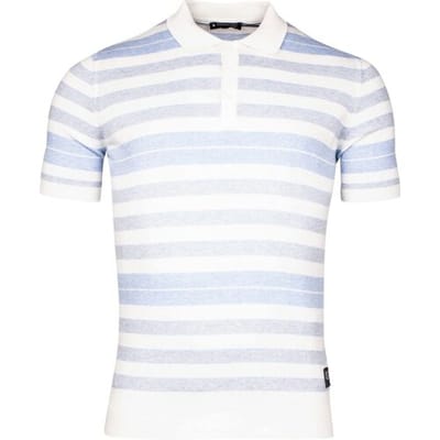 Giordano Polo Silvan Knitted Melange 3-Button Collar Stripe Navy / male